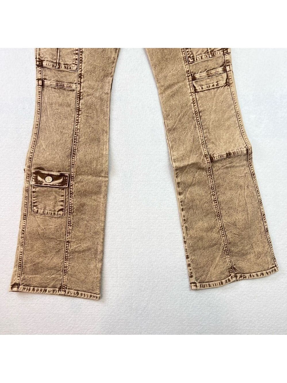 MOTHER Wide Leg Jeans The Swiss Army Desperado Heel Jeans in Tan Sz 28 NWT - Picture 8 of 16